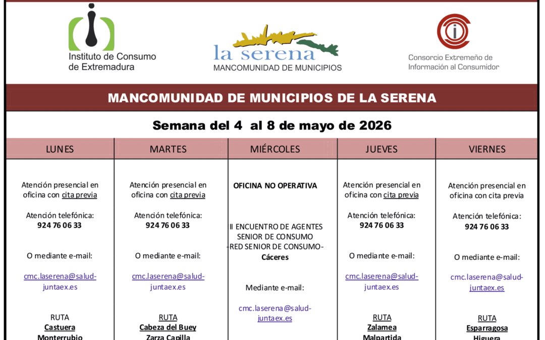 CMC LA SERENA. HORARIO SEMANAL DE ATENCIÓN AL PÚBLICO
