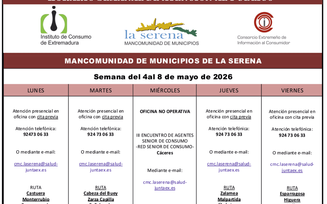 CMC LA SERENA. HORARIO SEMANAL DE ATENCIÓN AL PÚBLICO