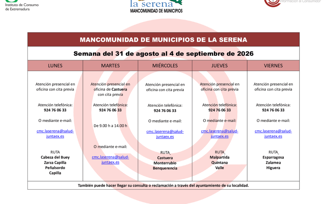 CENTRO MANCOMUNADO DE CONSUMO LA SERENA. HORARIO SEMANAL